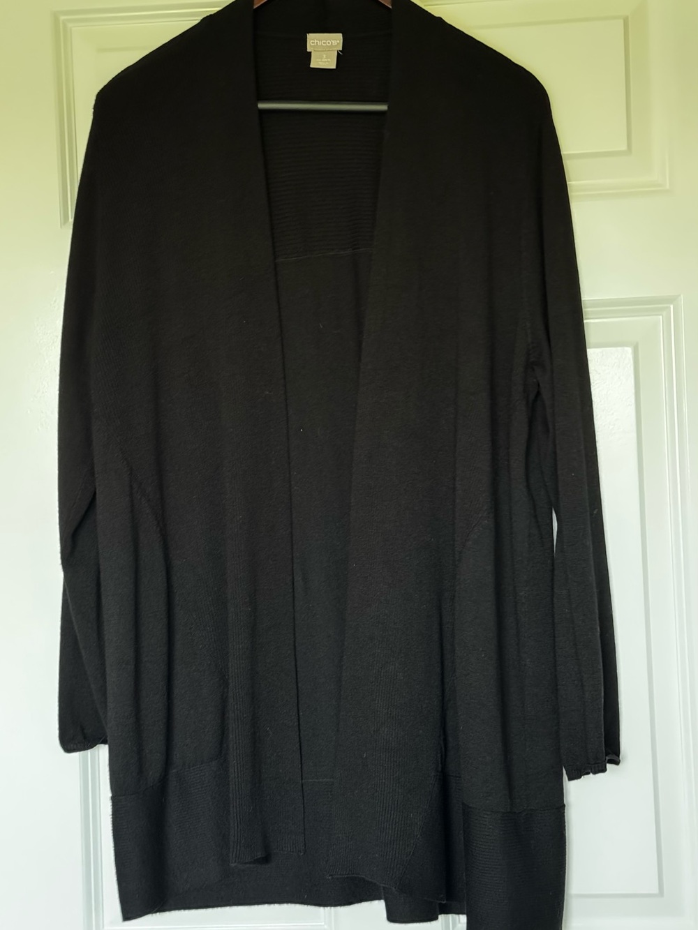 Chico's Black Open Drape Long Cardigan